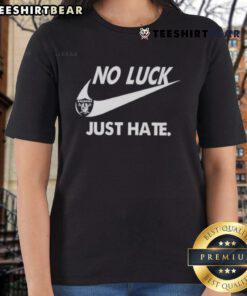 Pretty Las Vegas Raiders No Luck Just Hate Ladies Tee showcasing a stylish design for female fans of the Raiders.