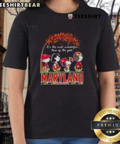 Pretty Peanuts Maryland ladies' tee featuring festive design for the most wonderful time of the year.