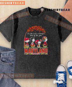 Pretty Peanuts Maryland washed t-shirt featuring a festive design for 'It's the Most Wonderful Time of the Year' theme.