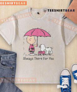 Pretty Peanuts Snoopy Always There For You washed t-shirt featuring a colorful Snoopy graphic on a soft fabric.