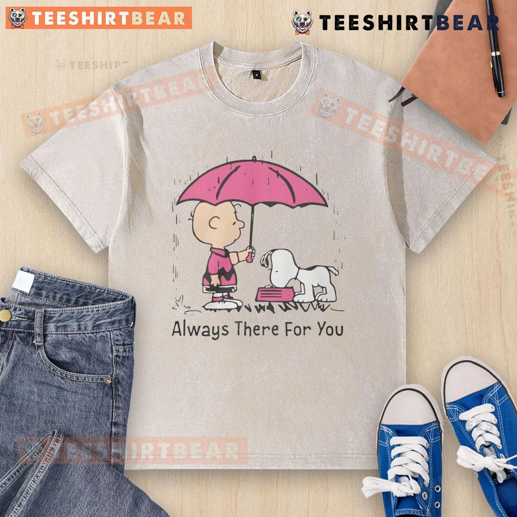 Pretty Peanuts Snoopy Always There For You washed t-shirt featuring a colorful Snoopy graphic on a soft fabric.