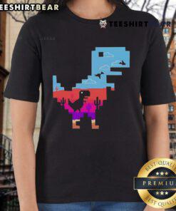 Pretty T-Rex No Internet Game Retro Ladies Tee featuring a colorful dinosaur design, perfect for gaming fans.
