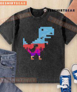 Pretty T-Rex No Internet Game Retro Washed T-Shirt featuring a playful dinosaur design on a vintage-style tee.