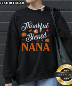 Cozy sweatshirt with 'Pretty Thankful and Blessed Nana' design, featuring a pumpkin, perfect for fall grandma style.