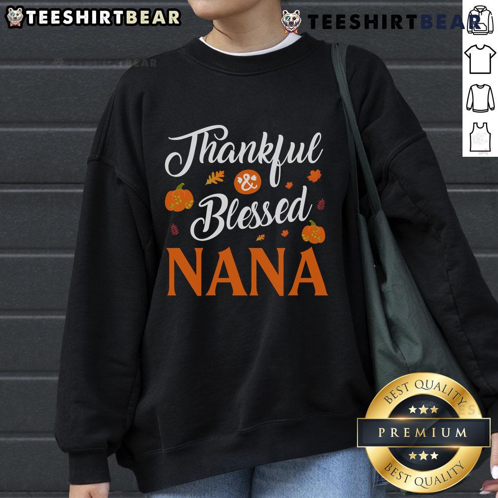 Cozy sweatshirt with 'Pretty Thankful and Blessed Nana' design, featuring a pumpkin, perfect for fall grandma style.