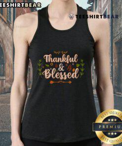 Pretty Thankful Blessed Thanksgiving Tank Top design featuring autumn colors and festive graphics for holiday celebrations.