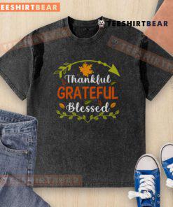 Pretty Thankful Grateful Blessed Thanksgiving washed t-shirt featuring a festive design for holiday celebrations.
