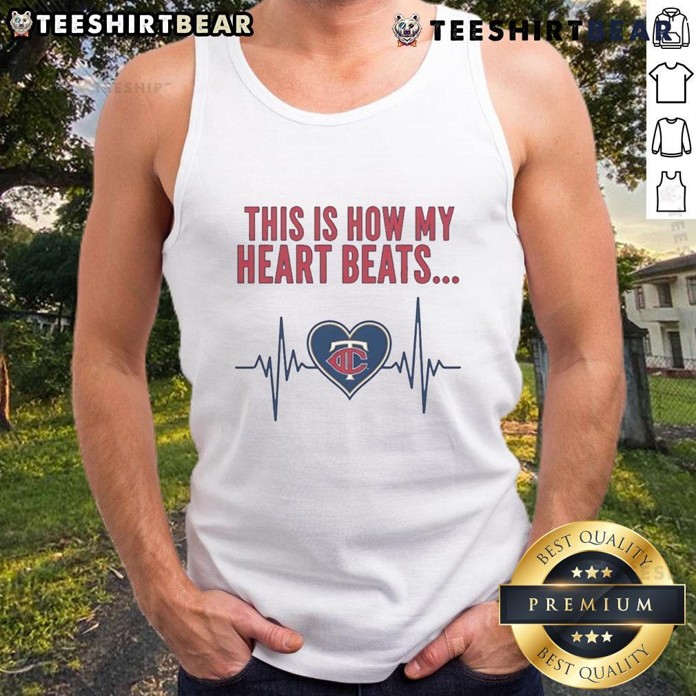 Pretty Minnesota Twins tank top featuring stylish heart beat design, perfect for baseball fans and summer wear.