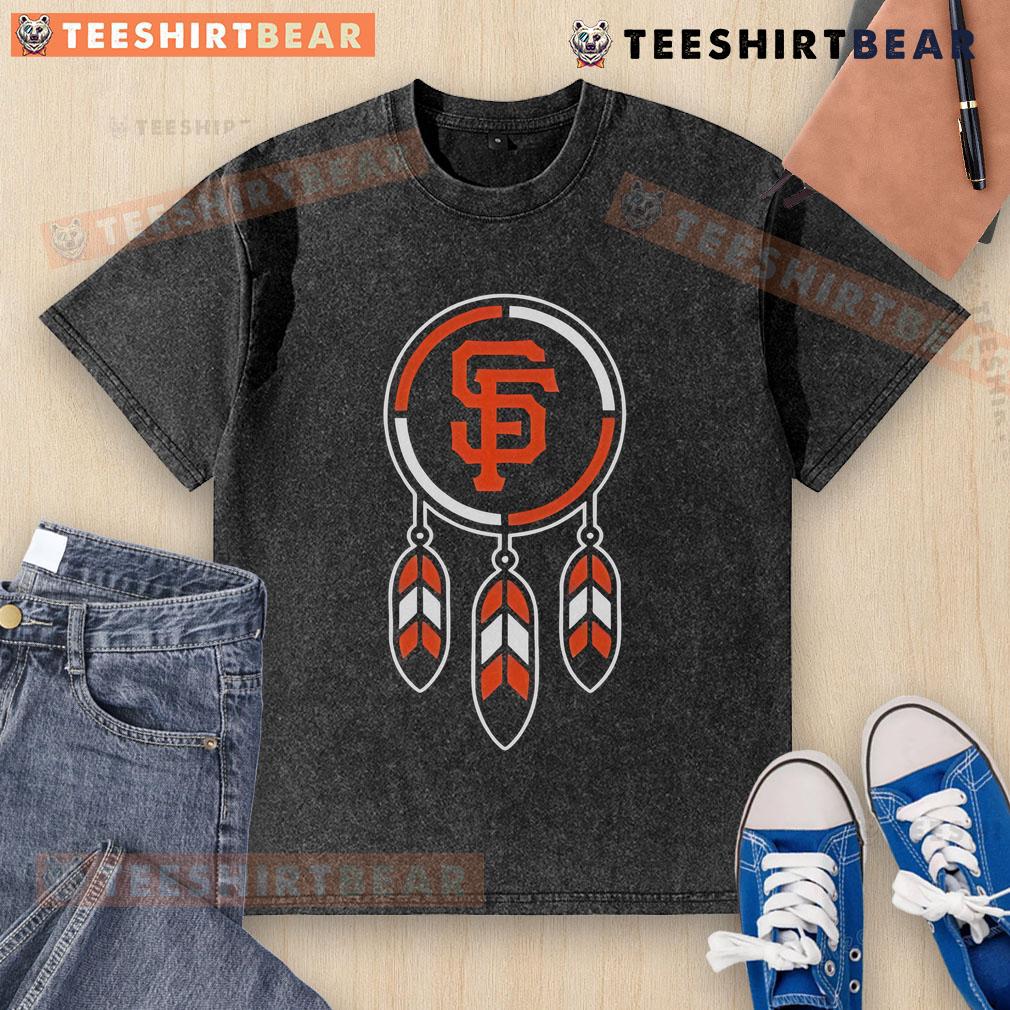 Top 2025 San Francisco Giants x Native American washed t-shirt featuring a unique design and vibrant colors.