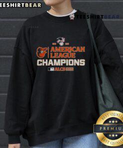 Top Baltimore Orioles MLB 2025 ALCS American League Champions sweatshirt featuring team logo and championship details.
