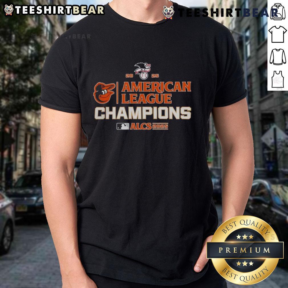 Top Baltimore Orioles MLB 2025 ALCS American League Champions T-Shirt featuring vibrant team graphics and colors.