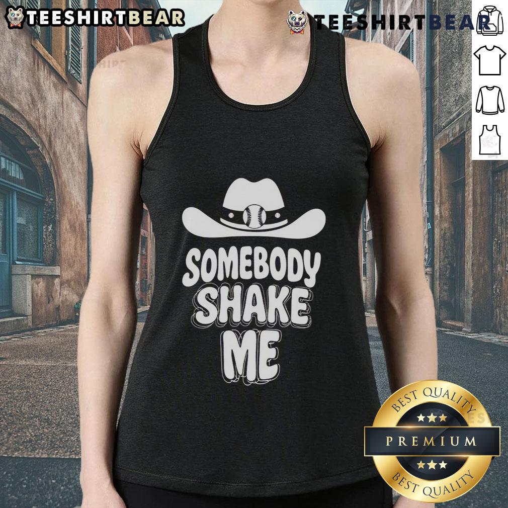 Alt Text: Top Baseball Cowboy Hat with 'Somebody Shake Me' Tank Top on a mannequin, perfect for summer outfits and country events.