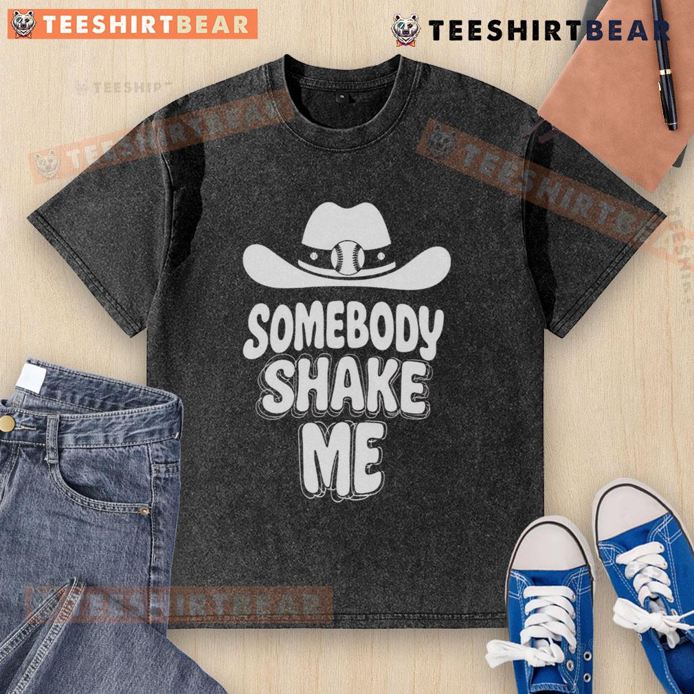 Top Baseball Cowboy Hat and 'Somebody Shake Me' Washed T-Shirt displayed together, perfect for casual summer style.