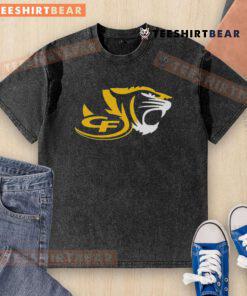 Top CF Tiger High School logo on a washed t-shirt, perfect for school spirit and casual wear.