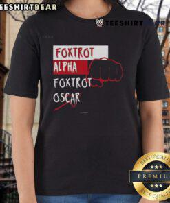 Top Foxtrot Alpha Foxtrot Oscar Ladies Tee in stylish design, perfect for casual wear and showcasing personal flair.