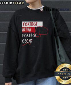 Alt Text: Stylish Top Foxtrot Alpha Foxtrot Oscar Sweatshirt in navy, perfect for casual wear and aviation enthusiasts.