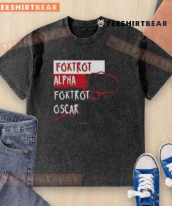 Alt Text: Top Foxtrot Alpha Foxtrot Oscar washed t-shirt in a casual style, perfect for everyday wear and comfort.