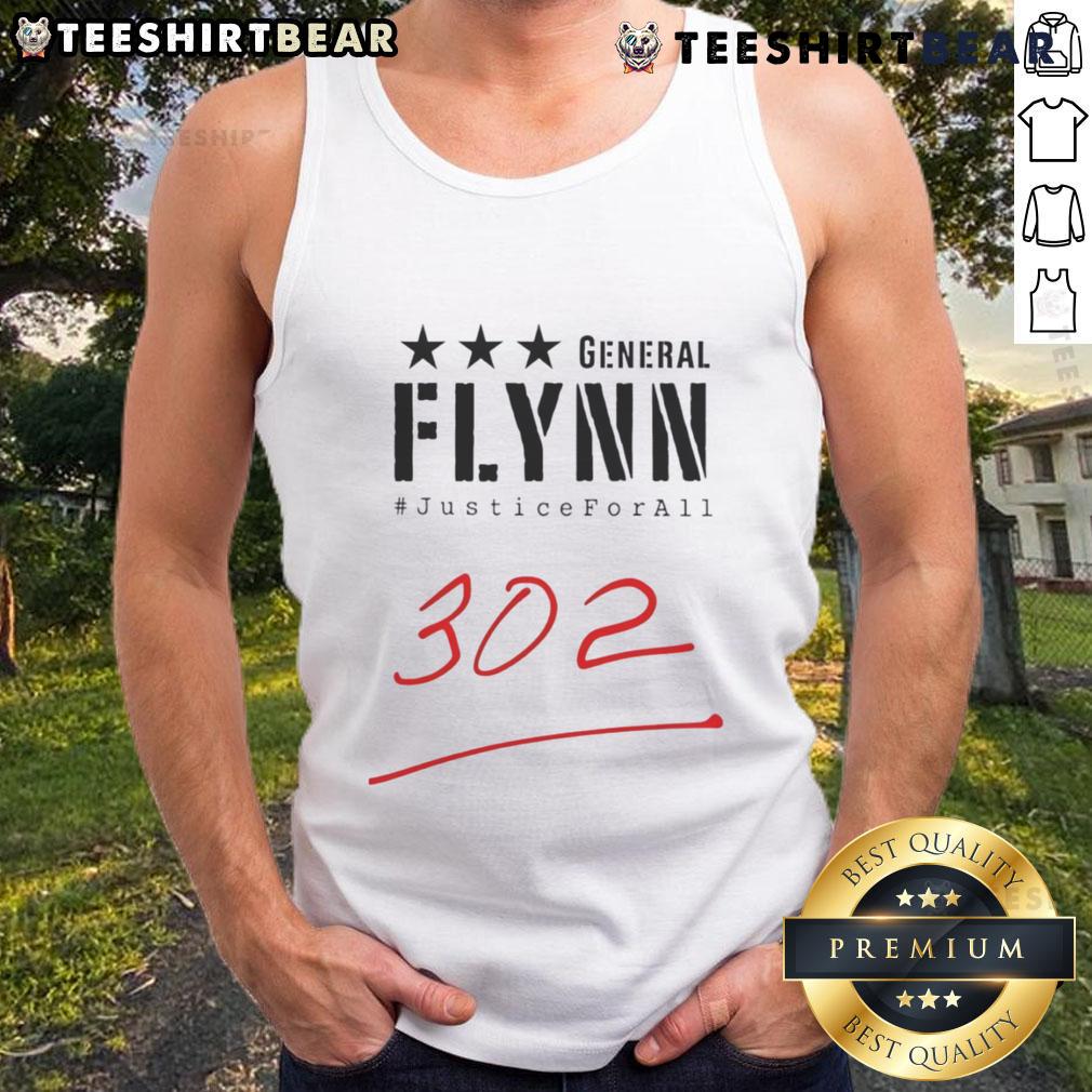 Top General Mike Flynn wearing 'Justice For All' tank top, promoting patriotism and freedom.