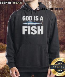 Top God Is A Fish Hoodie featuring a unique design with vibrant colors and a comfortable fit for casual wear.