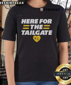 Kansas City KC Ladies Tee featuring 'Top Here for the Tailgate' design, perfect for game day and tailgating events.