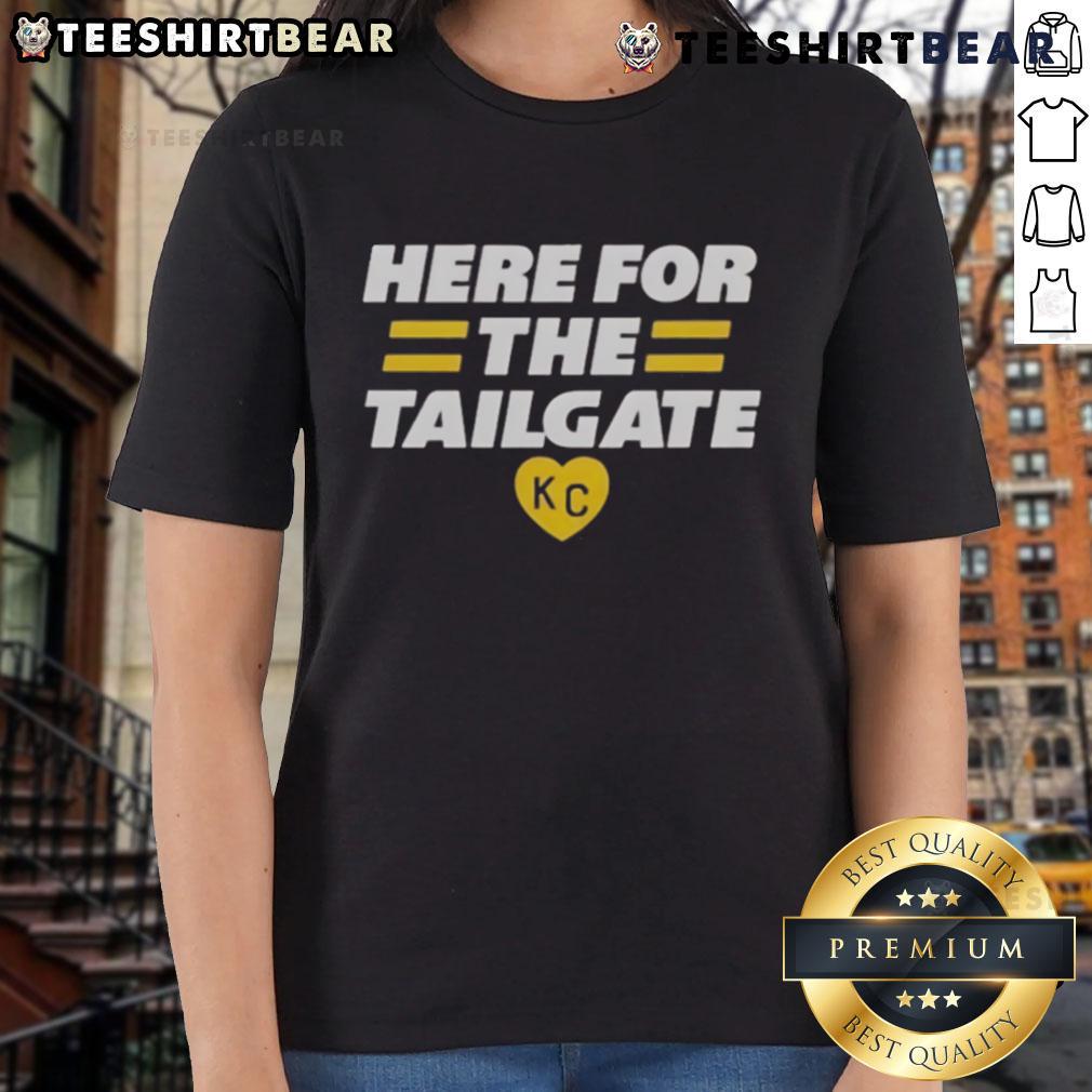 Kansas City KC Ladies Tee featuring 'Top Here for the Tailgate' design, perfect for game day and tailgating events.