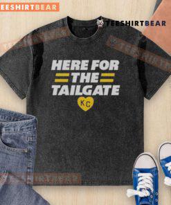 Top Here for the Tailgate Kansas City KC washed t-shirt, perfect for game day and tailgating fans.