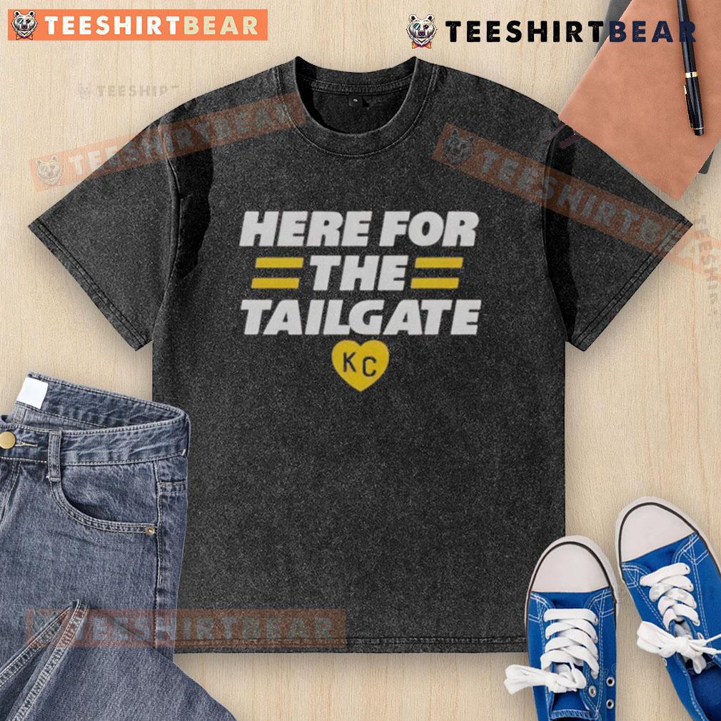 Top Here for the Tailgate Kansas City KC washed t-shirt, perfect for game day and tailgating fans.