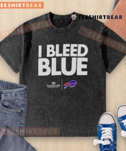 Top I Bleed Blue Buffalo Bills washed t-shirt featuring a bold blue design, perfect for NFL fans and game day attire.