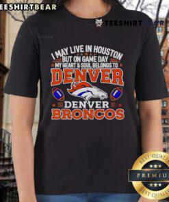 Alt Text: Houston womens tee featuring Denver Broncos pride, perfect for game day and showing team spirit.