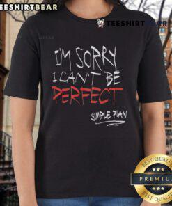 Top 'I'm Sorry I Can't Be Perfect' Simple Plan Ladies Tee in stylish design, perfect for casual wear and fans of the band.