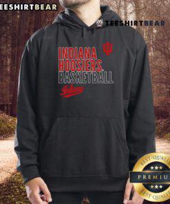 Alt Text: Indiana Hoosiers basketball text logo overlay hoodie featuring a stylish design for fans and athletes.