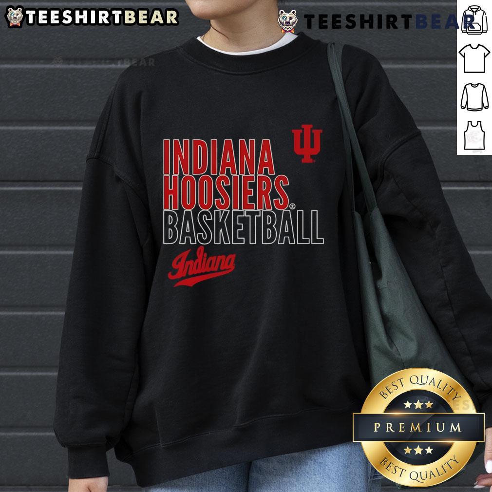 Top Indiana Hoosiers basketball text logo overlay sweatshirt in red, featuring team colors and stylish design for fans.