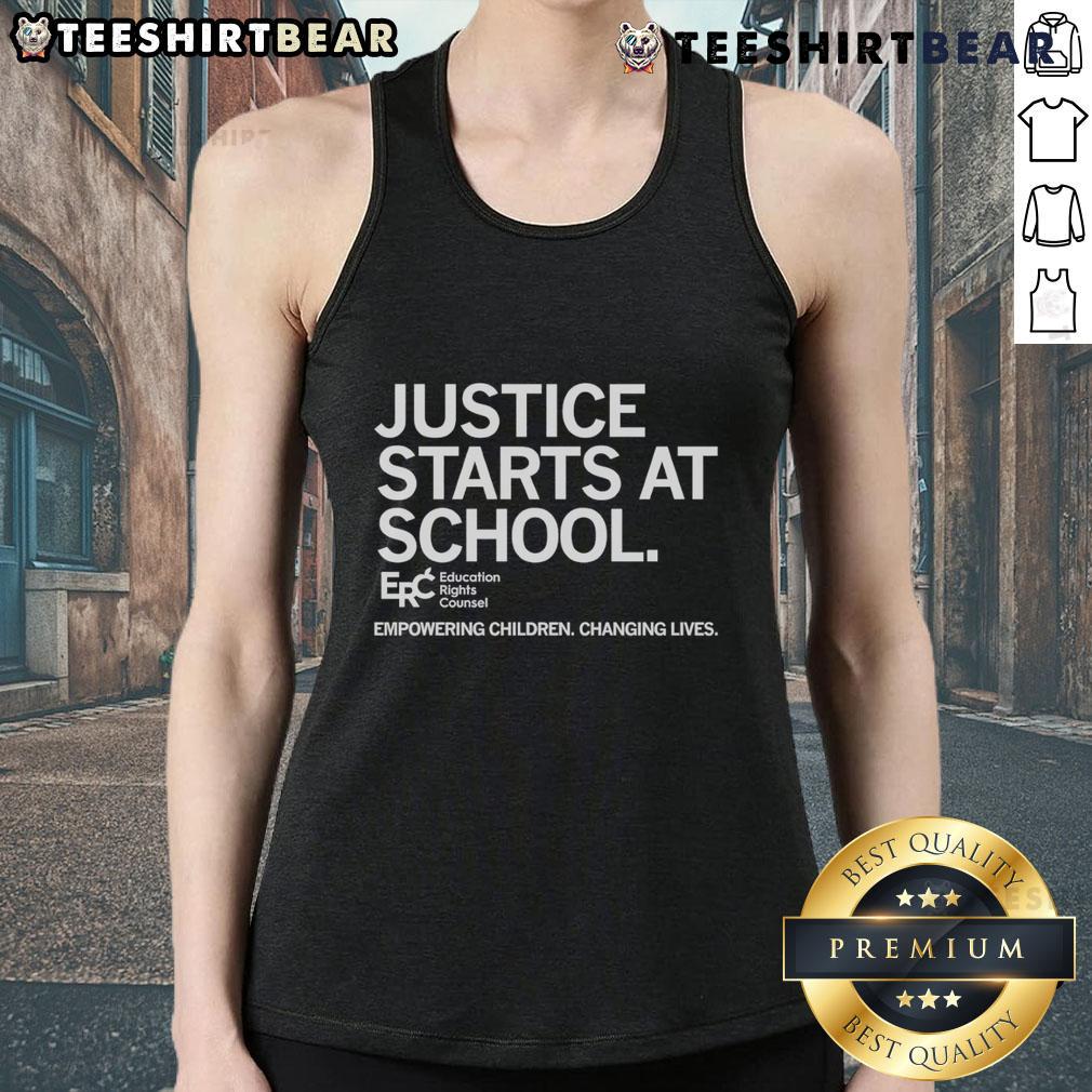 Empowering children with education rights in a tank top, promoting justice that starts at school for a better future.