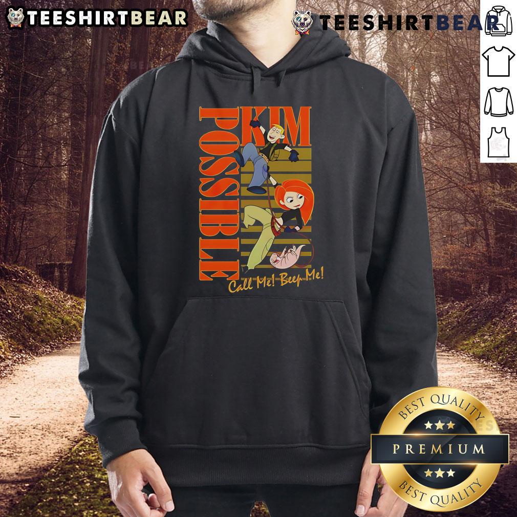 Alt Text: Stylish Top Kim Possible Call Me, Beep Me hoodie featuring vibrant colors and iconic cartoon graphics.