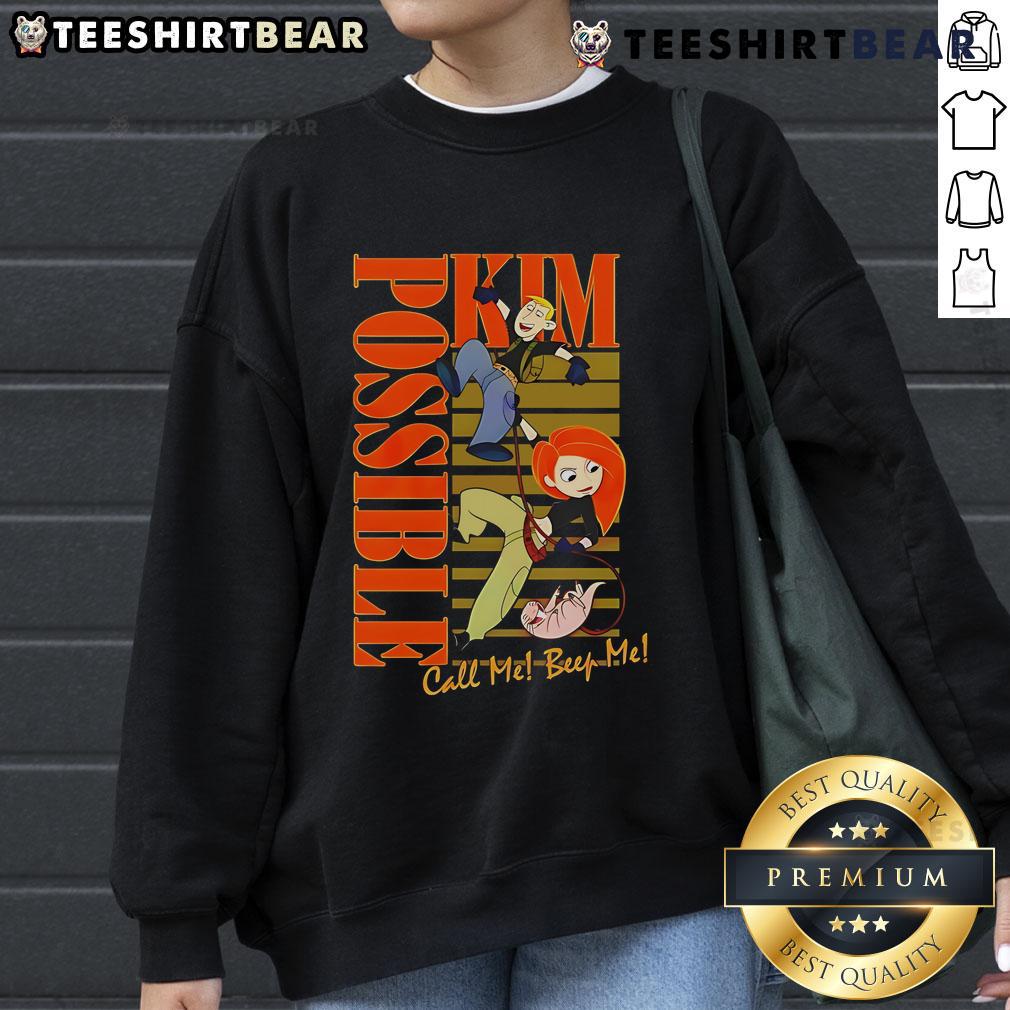 Top Kim Possible Call Me Beep Me Sweatshirt featuring vibrant colors and iconic graphics for fans of the classic show.
