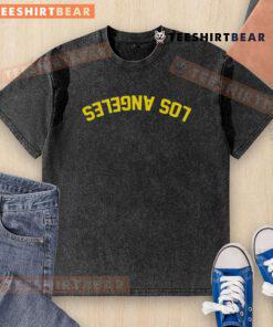 Top Los Angeles upside-down washed t-shirt in trendy casual style, perfect for streetwear fashion enthusiasts.