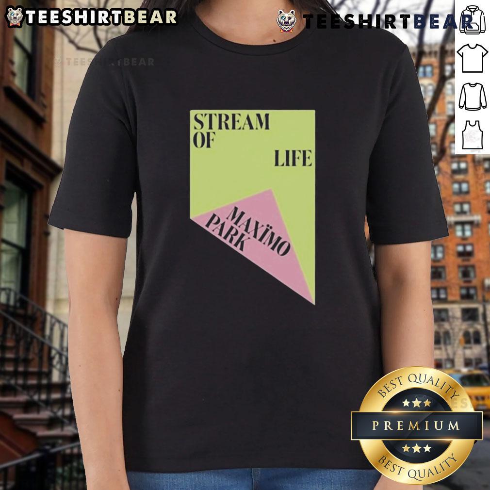Top Maximo Park Stream of Life Ladies Tee featuring vibrant graphic design on a stylish women's t-shirt.