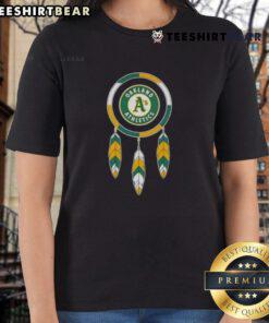 Top Native American Indians Oakland Athletics baseball ladies tee featuring vibrant team colors and logo design.