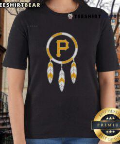 Top Native American Indians X Pittsburgh Pirates baseball ladies tee featuring vibrant team colors and stylish design.