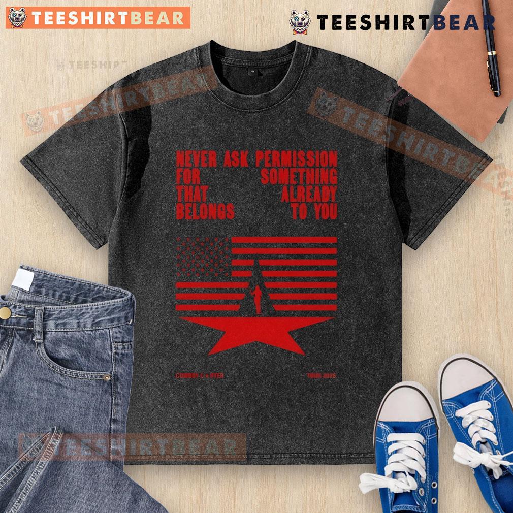 Top Never Ask Permission T-Shirt featuring Cowboy Carter for the 2025 tour, showcasing a vintage washed design.