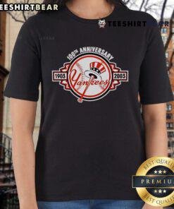Top New York Yankees 1903-2003 100th Anniversary Ladies Tee featuring classic team logo and vintage design.