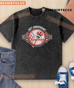 Top New York Yankees 1903-2003 100th Anniversary washed t-shirt showcasing vintage team logo and classic design.