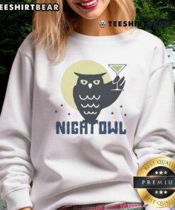 Cozy Top Night Owl Cocktail sweatshirt featuring a fun graphic design, perfect for owl lovers and cocktail enthusiasts.