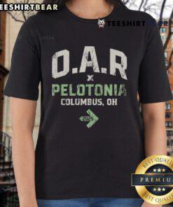 Alt Text: Top O.A.R. X Pelotonia Collaboration Ladies Tee featuring vibrant design for stylish support of cancer research.