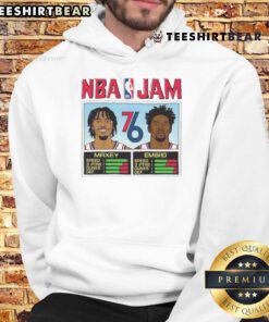 Top Philadelphia 76ers NBA Jam hoodie featuring Tyrese Maxey and Joel Embiid, perfect for fans and stylish wear.