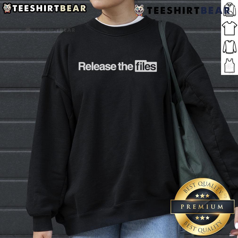 Cozy Top Release The Files sweatshirt in black, featuring a bold graphic design, ideal for casual wear and fans.