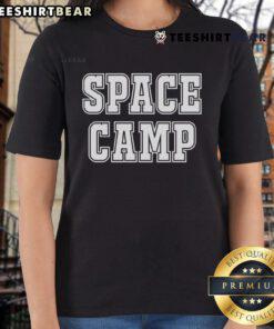 Top Retro 80s Space Camp University ladies tee featuring vibrant colors and classic design, perfect for nostalgic fans.