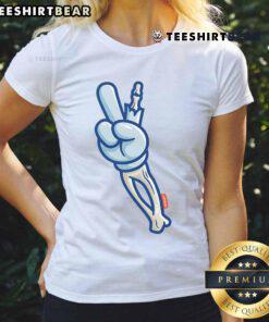Top Skelly Victory Sign Peaceful Skeleton Hippie Ladies Tee featuring a vibrant skeleton making a peace sign.