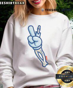 Top Skelly Victory Sign - Peaceful Skeleton Hippie Sweatshirt featuring colorful artwork and a vibrant design.