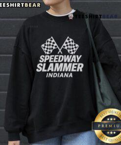 Top Speedway Slammer Indiana flag sweatshirt featuring vibrant colors and a comfortable fit, perfect for racing fans.